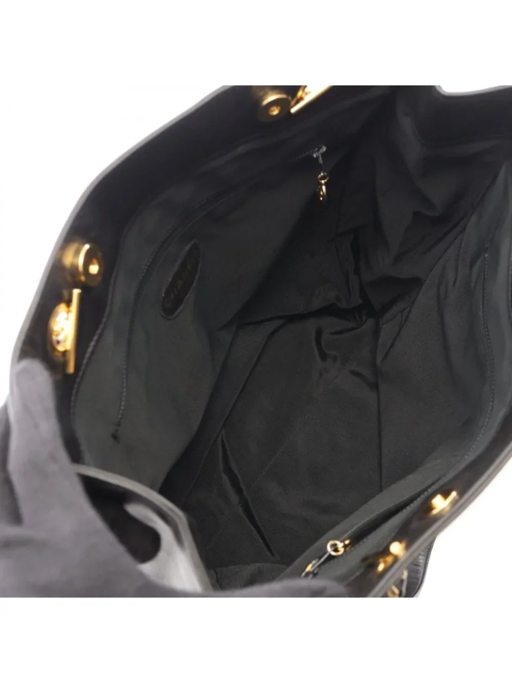 Chanel Tote CC Logo Black Lambskin Chain